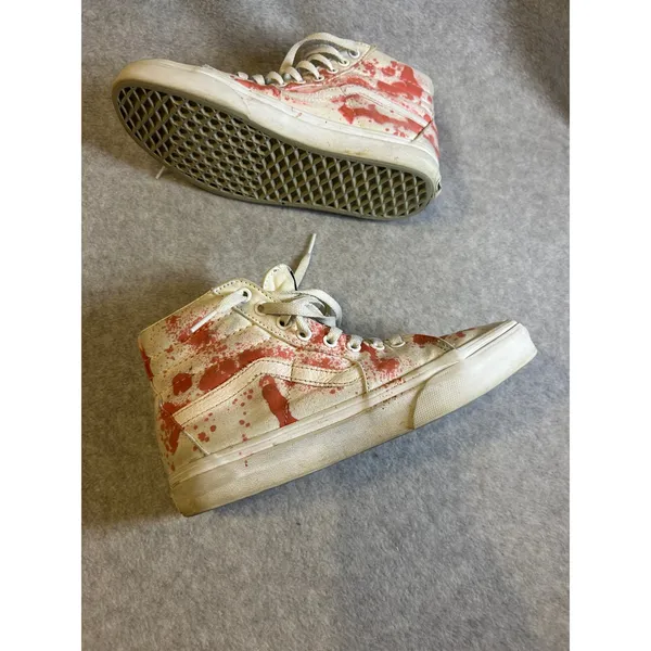 Vans Sk8-Hi‎ High Top Sneakers White Orange Splatter Women 7.5 Men 6.0 - Image 6
