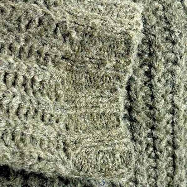 American Eagle Dark Green Chunky Knit Sweater | Small | Cropped Oversized Fit - Image 4