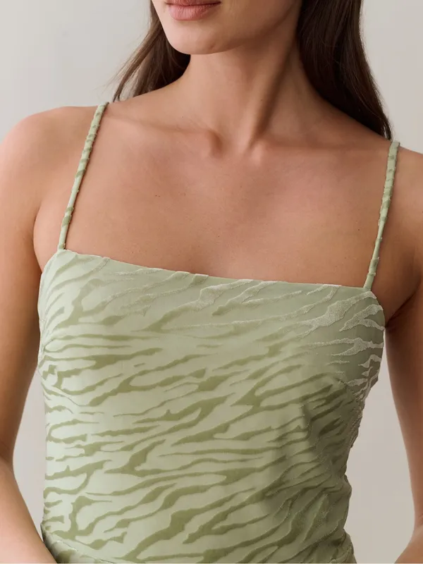 NWT Few Moda Selena Dress size 6 green key lime animal print velvet maxi kourt - Image 5
