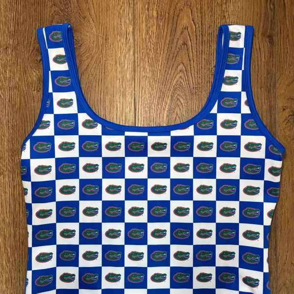 Dyme Lyfe Florida Gators Bodysuit Swimsuit XL Blue White Checkered NCAA Fan Gear - Image 5