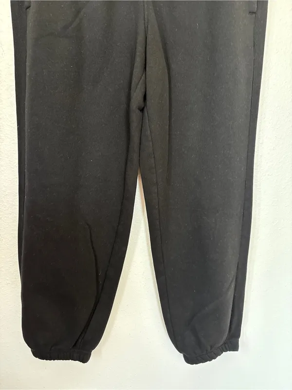 Solid Black Fleece Jogger Pants Size L - Image 3