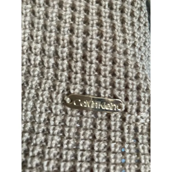 Calvin Klein Sweater Women's Medium Tan Waffle Knit Turtle Neck Cottage - Image 4