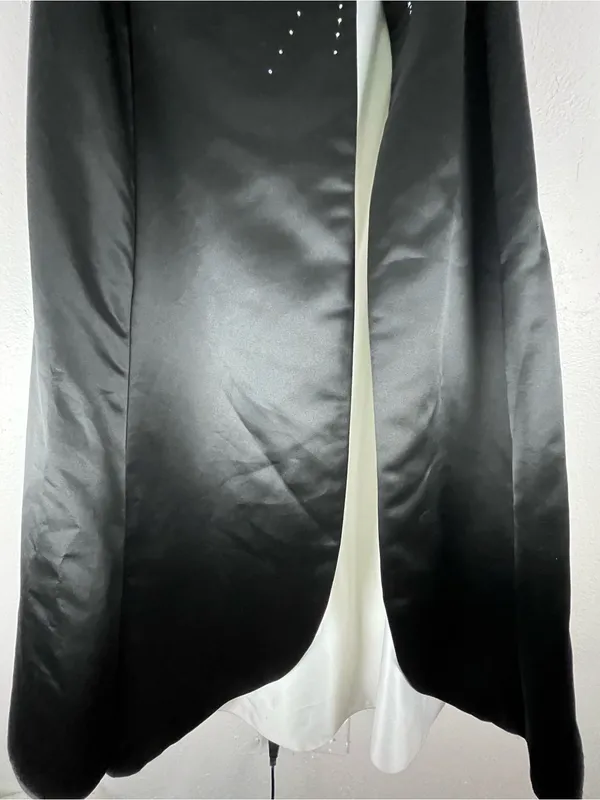 SCOTT MCCLINTOCK Black White Layered Strapless Beaded Gown Size 14 Elegant - Image 9