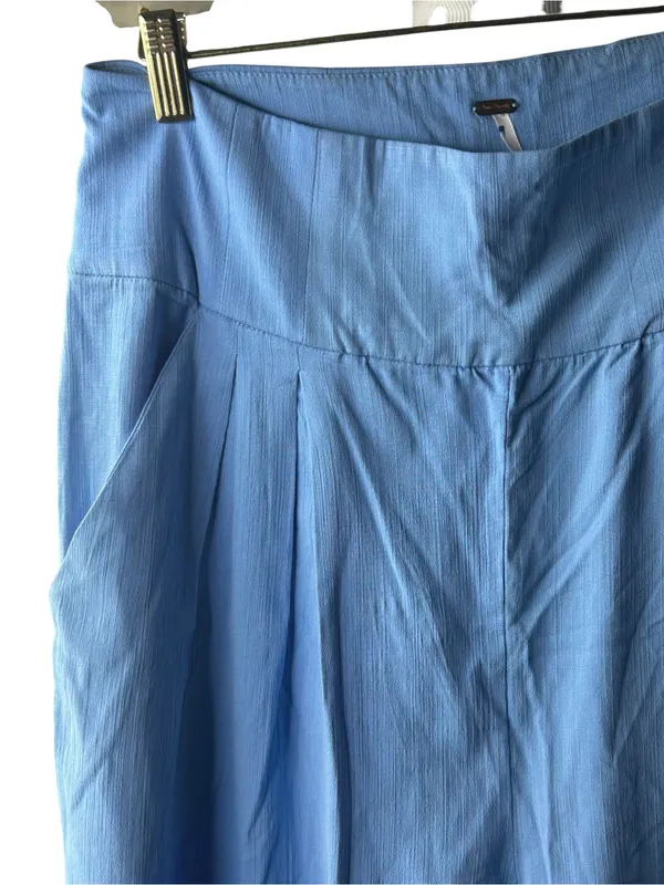 New Free People high waist crop pleated blue pants size 10 pockets side zip - Image 2