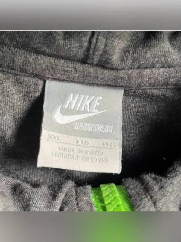Nike Zip Up Hoodie Sweatshirt Gray and Neon Green XXL - Image 3