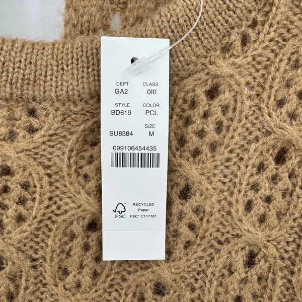 J. Crew sweater size M alpaca wool cable knit balloon sleeve pullover camel NEW - Image 8