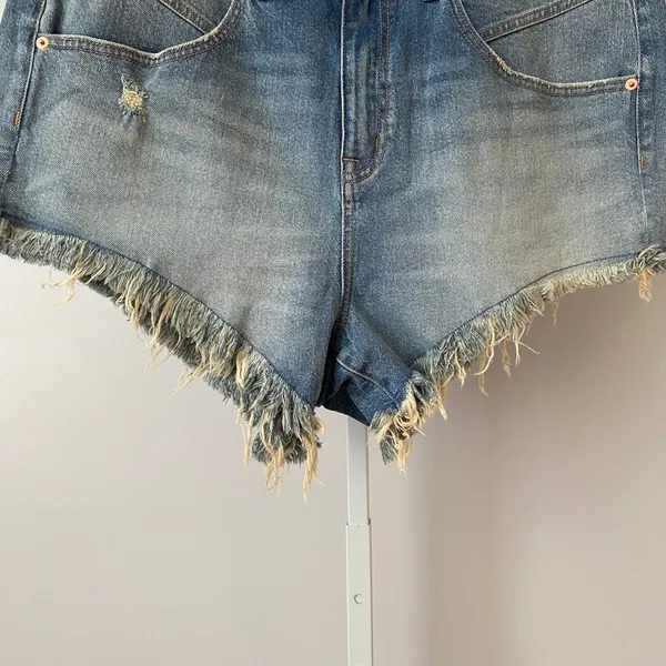 FESTI Torrid 18 Blue Denim Distressed Frayed Hem Festival‎ coastal cowgirl - Image 3