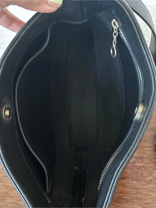 Vintage Coach Equestrian Slim 9306 Black Glove Tan Leather Shoulder Bag USA 1997 - Image 6
