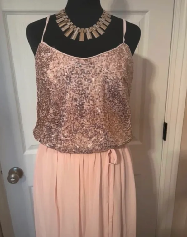 David's Bridal Fancy formal pink evening bridesmaid dress - Image 2