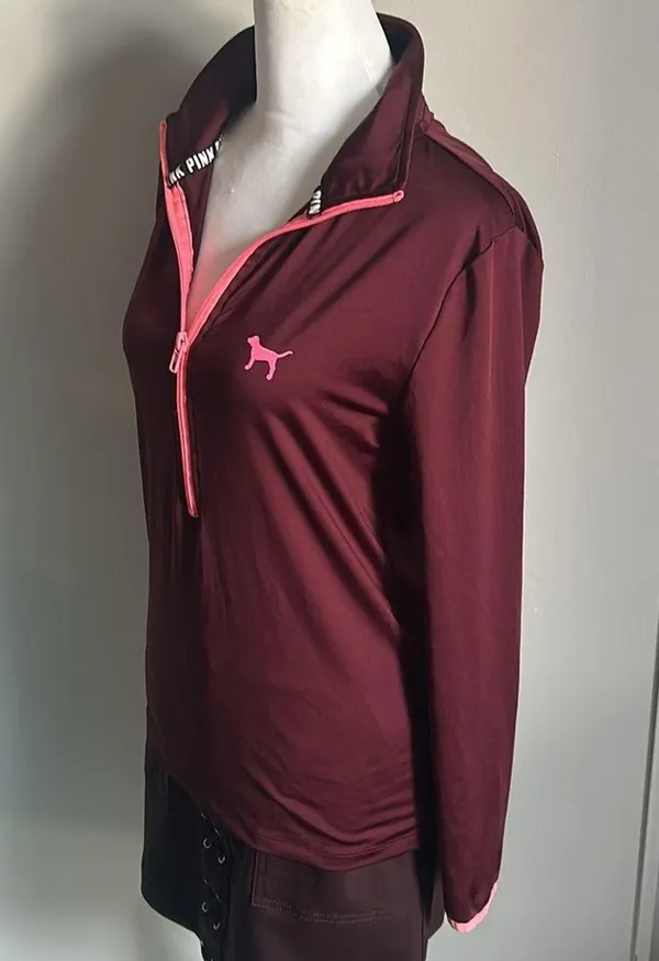 PINK Women’s Slim Fit Quarter Zip Pullover Athletic Workout Jacket - Image 2