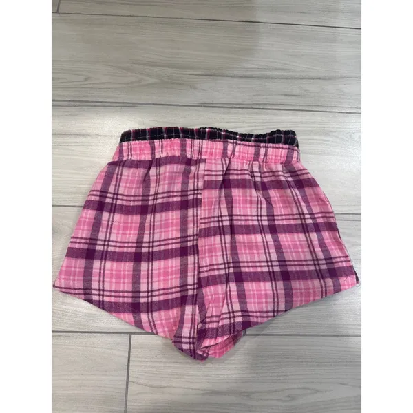 Von Dutch Originals Womens Pink Plaid Flannel Pajama Set Crop Tank Shorts S NEW - Image 6