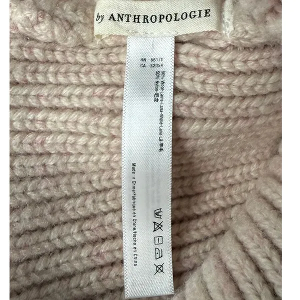 Anthropologie Wool Blend Ribbed Beanie Hat Pink Cozy Winter - Image 3