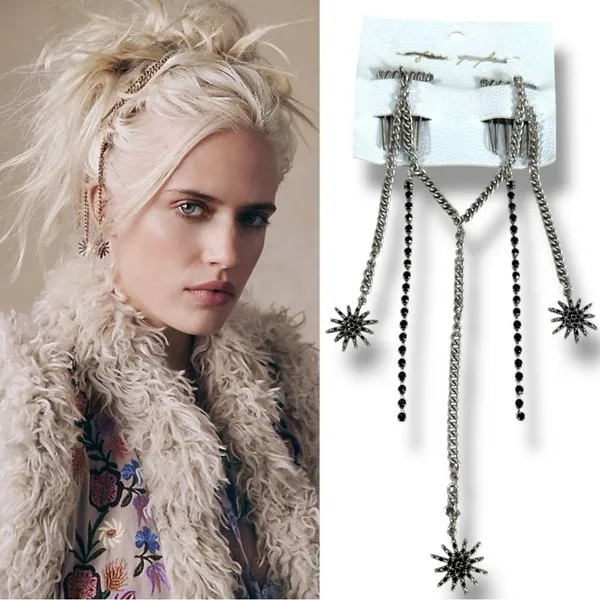 Free People Majestic Hair Piece Silver Black Bohemian Renaissance Medieval - Image 5