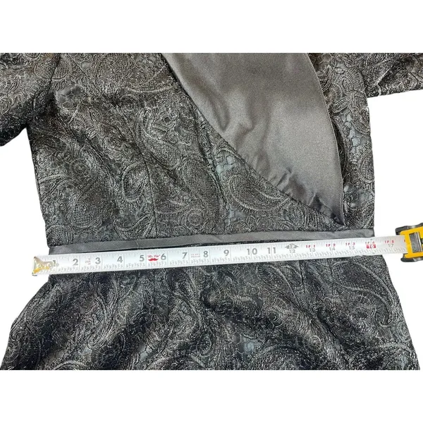 Lily & Taylor Black Lace Formal Dress Women’s 6 Satin Shawl Collar Midi Evening - Image 12