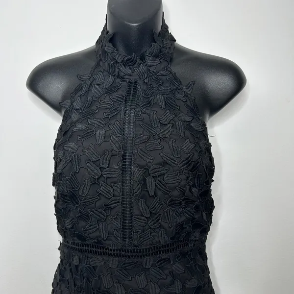 Bardot Lace Midi Dress Womens 4 XS‎ Black High Neck Floral Cocktail - Image 13
