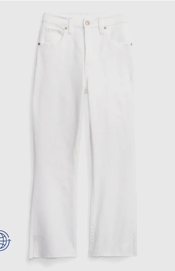 Gap Kick Fit High Waisted Crop Flare White Jeans - Image 3