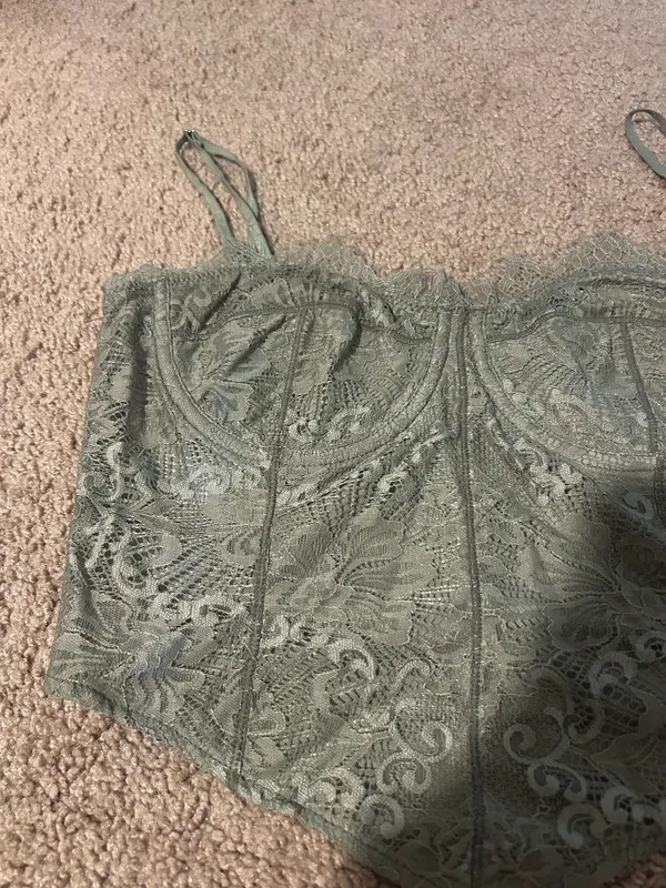 Free people Lace Bustier Crop Top in Sage Green - Image 2