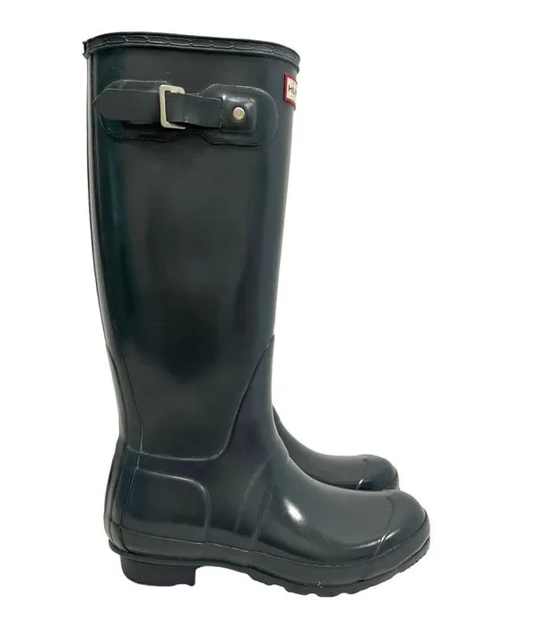 HUNTER Original Tall Gloss Rain Boots in Gray Women’s Size 7 - Image 3