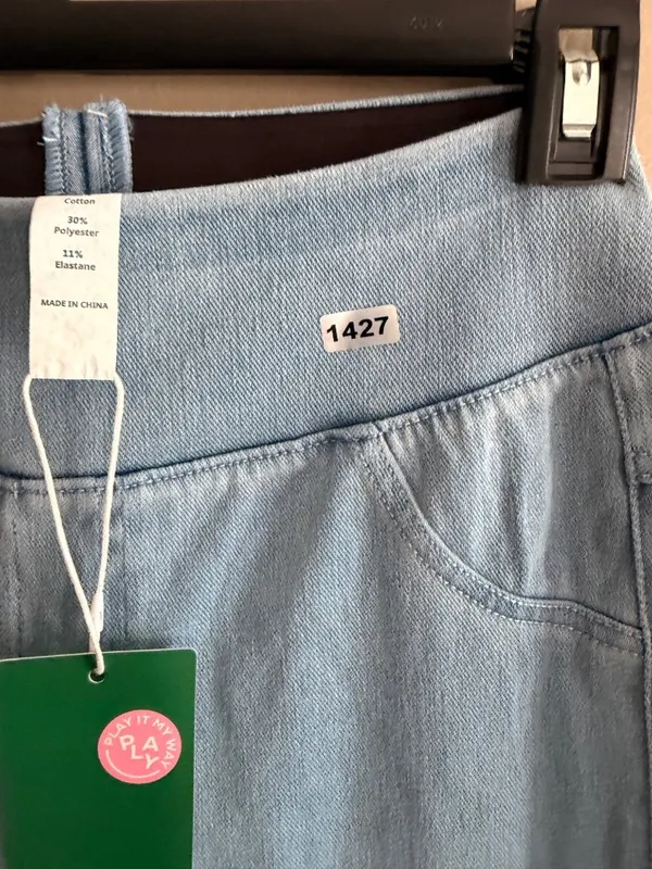 Halara XS Full-Length Light Blue Denim-Look Leggings XS Cotton Blend - Image 5