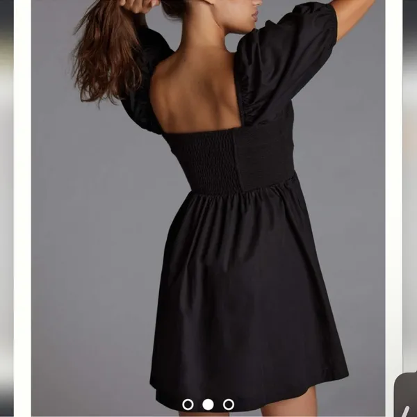 ANTHROPOLOGIE MAEVE Black Puff-Sleeved Sweetheart Mini Dress Size XS‎ - Image 2