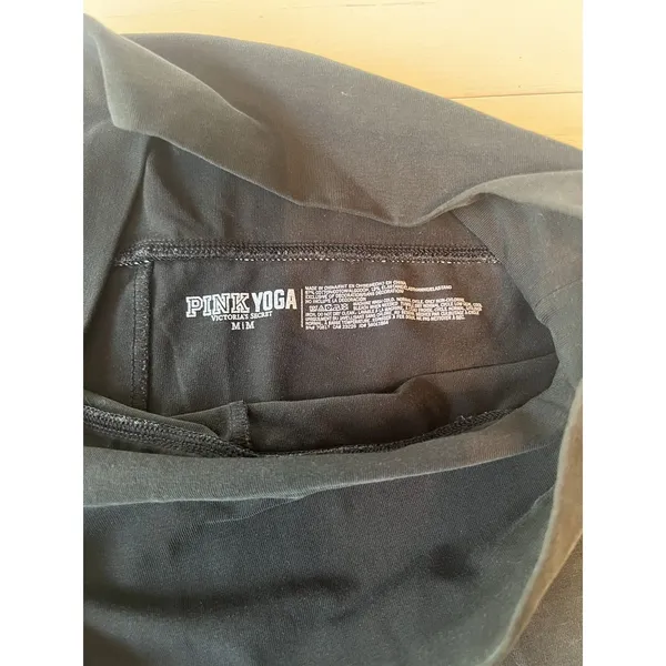 Pink Victoria's Secret Yoga Leggings Black Foldover‎ Waistband Medium M - Image 2