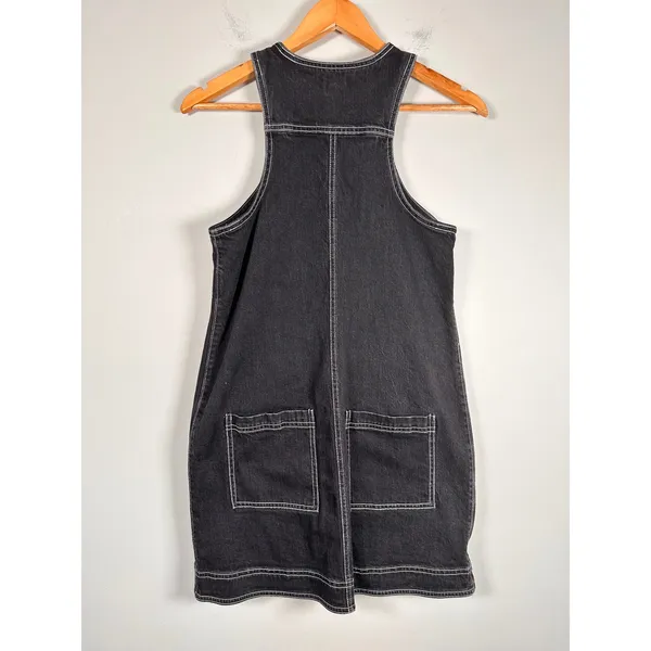 Pilcro Denim Mini Dress Womens 2 Black Zip Front Contrast Stitch‎ Racerback - Image 5