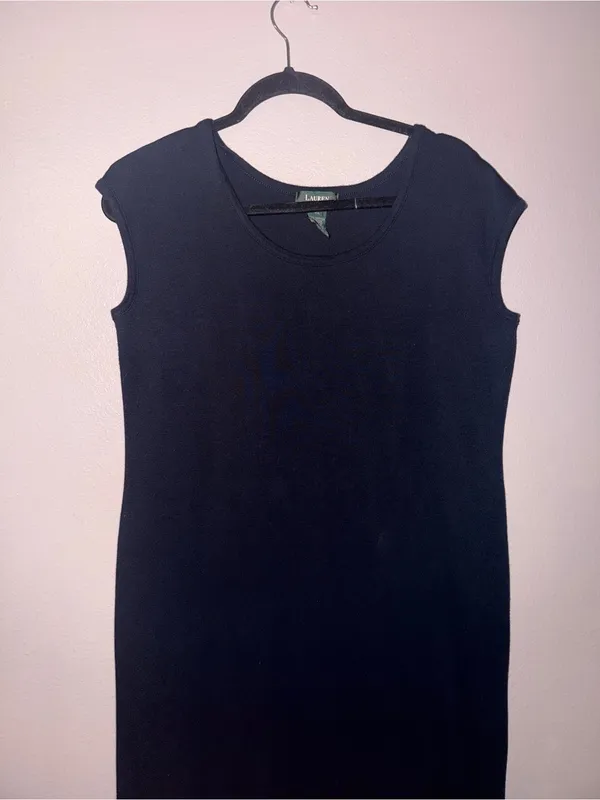 Ralph Lauren Black Cap-Sleeve Maxi Knit Dress - Image 2