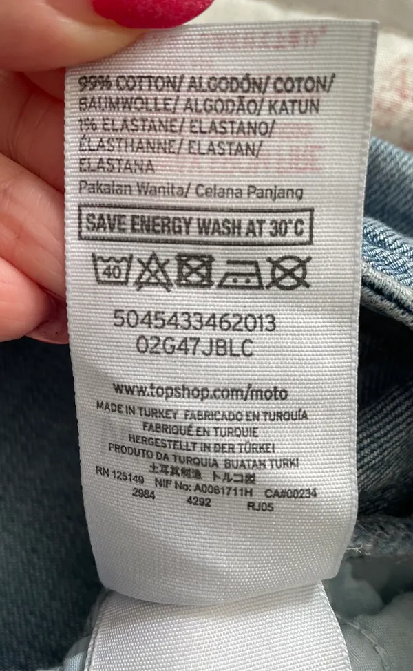Topshop Moto Distressed Ripped Raw Hem Light Blue Y2K Jeans, size 26x30” - Image 5