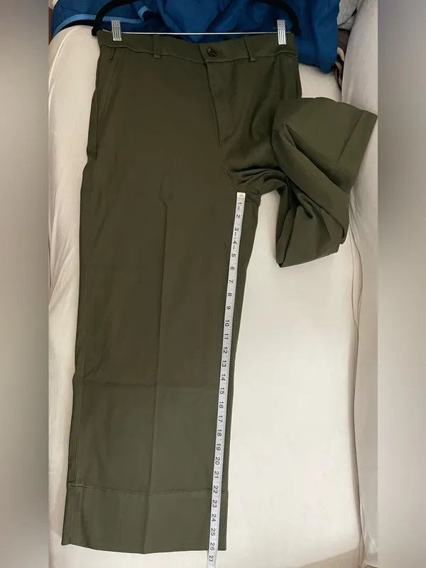 SPANX NWT Dark Pine Green Stretch Twill Crop Wide Leg Pants Size M - Image 4
