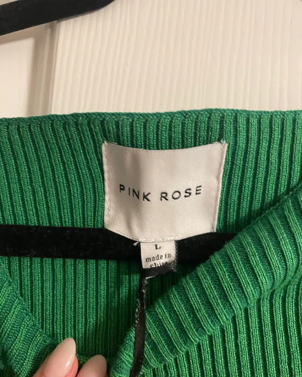Pink Rose Green Flare Sleeve Sweater - Image 3