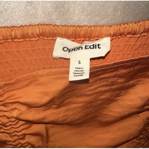 NEW Open Edit Crop Women Sz S Orange Ruched Adjustable Wide Strap y2k 90s Spring - Image 6
