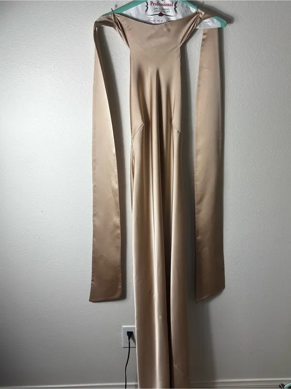 Show Me Your Mumu Lisa Maxi Dress Champagne Satin L - Image 3