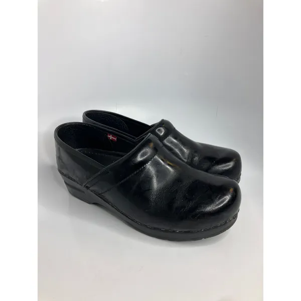 Sanita Clogs Women 41 Black Good Patent Leather Professional Slip On Comfort - Image 3