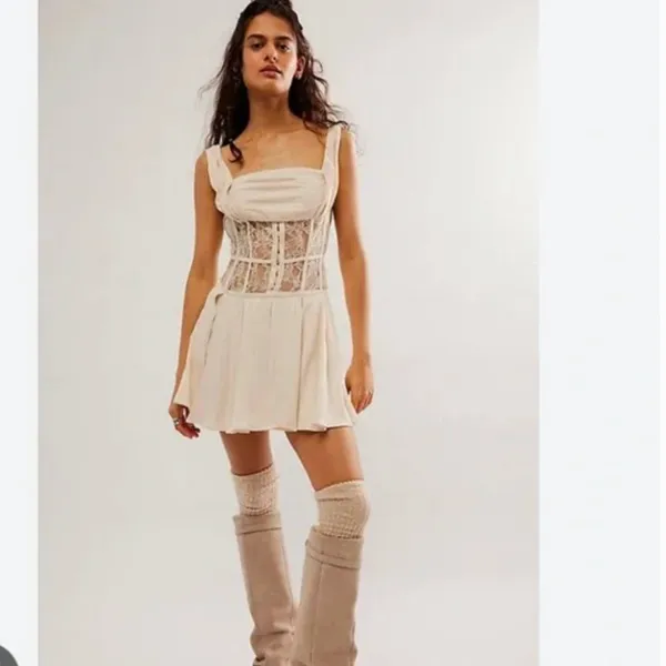 NWOT Free people Odette Mini dress Corset Lace Trim - Image 5