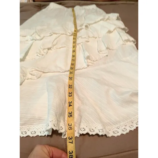 Mable Mischa Crochet Lace White Tired Ruffle Maxi Skirt Coastal Cowgirl Boho M - Image 16