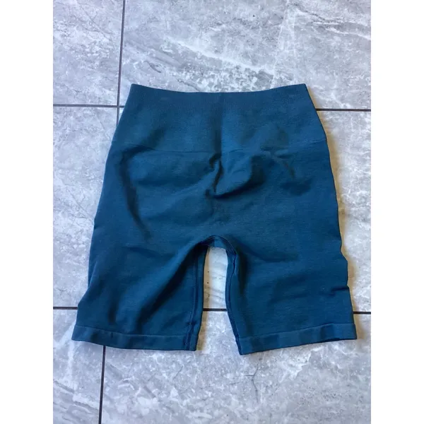 Alphalete Amplify Seamless Scrunch Butt Biker Shorts Teal Blue Womens Small - Image 2