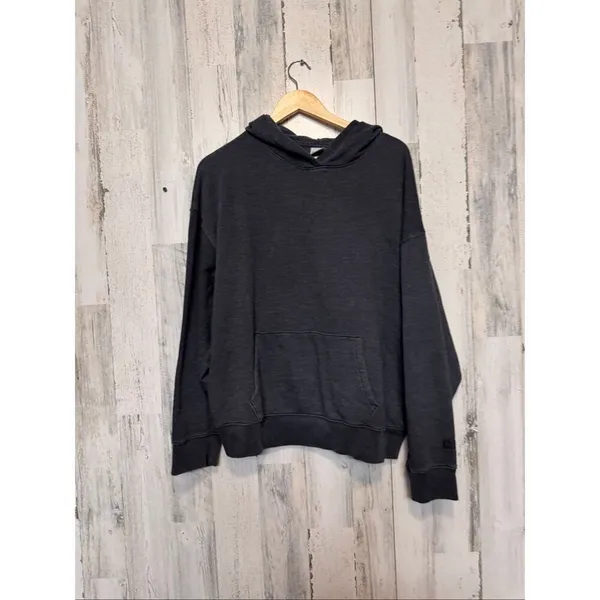 PINK Victoria's Secret Hoodie Womens Large Dark Grey Solid Pullover Sweatshirt - Image 6