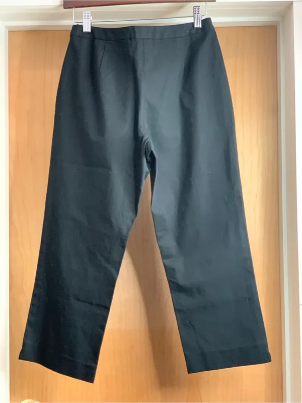 J Jill Black Cropped Straight-Leg Cotton Blend Pants Size-4 Petite Office-Core - Image 3