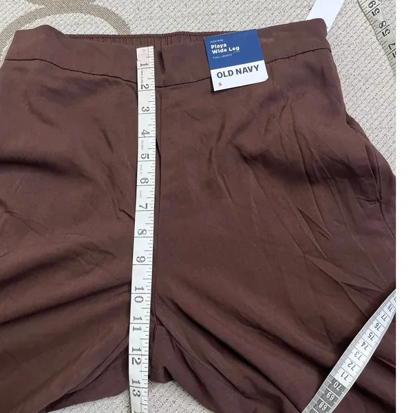 NWT Old Navy Playa Wide Leg High Rise Full Length Pants in Peppercorn Size Small - Image 4