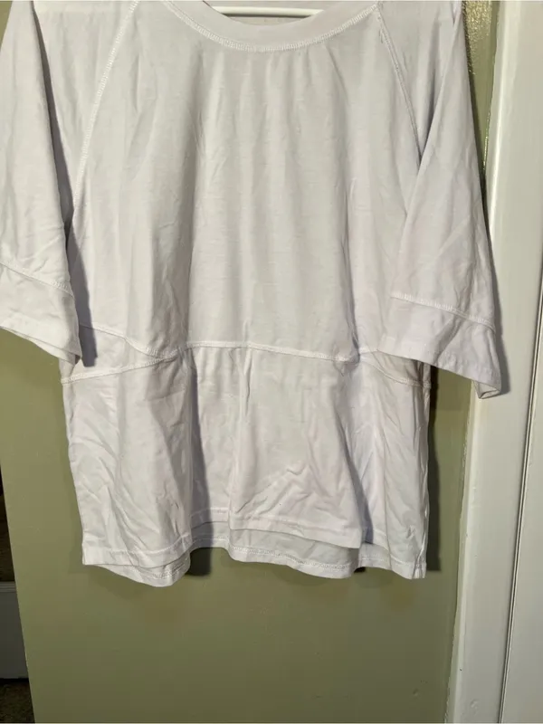 Factory QX Women’s Size Medium T-Shirt White Crewneck Half Sleeve Athletic Loose - Image 3