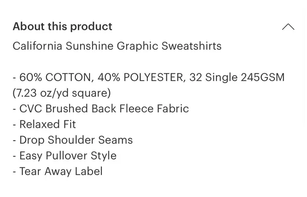 Boutique New CA Sunshine Crewneck Lightweight Sweatshirt - Image 5