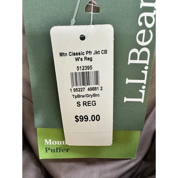 L.L. Bean Mountain Classic Puffer Jacket‎ Taupe Brown/Gray Birch Women's Small - Image 10