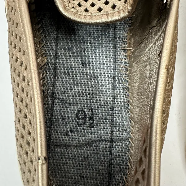 Tory Burch Women size 9.5 Metallic Gold Perforated Leather Slip On Shoes - Image 10