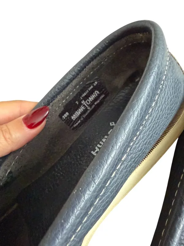 MINNETONKA Blue Leather Loafers Size US 7 - Image 5