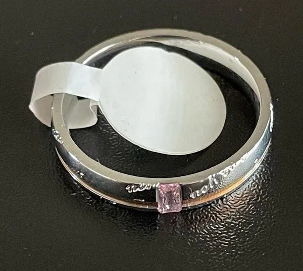 4mm pink crystal Love You woman ring size 9 - Image 3