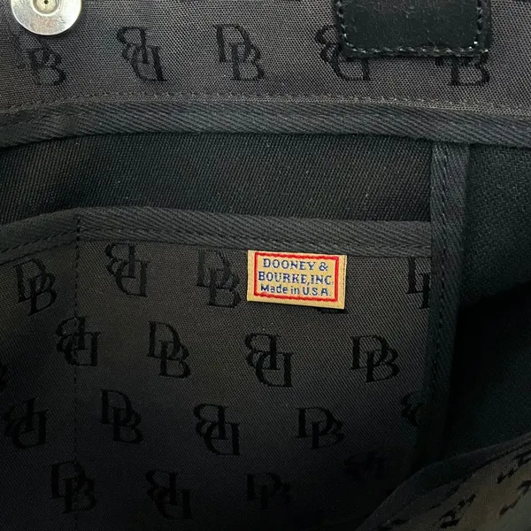 Vintage Dooney & Bourke Black Signature Jacquard Tassel Tote Bag - Made in USA - Image 5