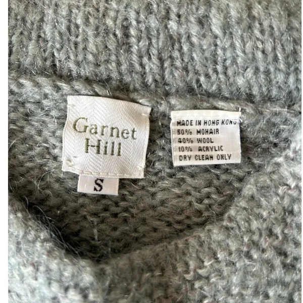 Garnet Hill Chunky Green Mohair Wool Hand Knit Sweater Floral Women's Small Cozy - Image 9