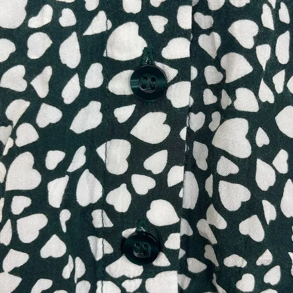 Anthropologie Rue Stiic XS Green White‎ Laguna Heart Print Button Up Mini Dress - Image 7