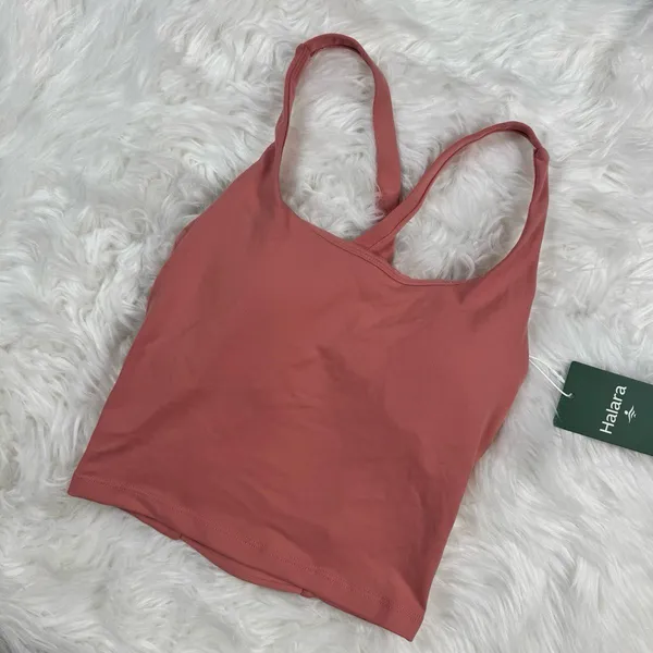 Halara Crisscross Backless Built In Bra Tank Top Blooming Dahlia Size XXS - Image 3