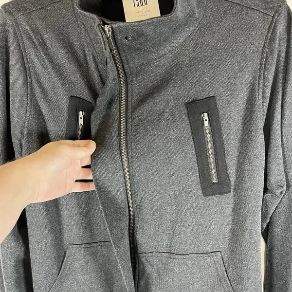 CAbi 3184 Mesh Back Jacket in Heather‎ Gray Stretch Ponte Twill Coat M $189 - Image 4